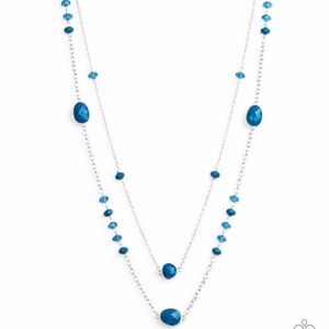 Paparazzi Blue and Silver Beaded Necklace and bracelet.